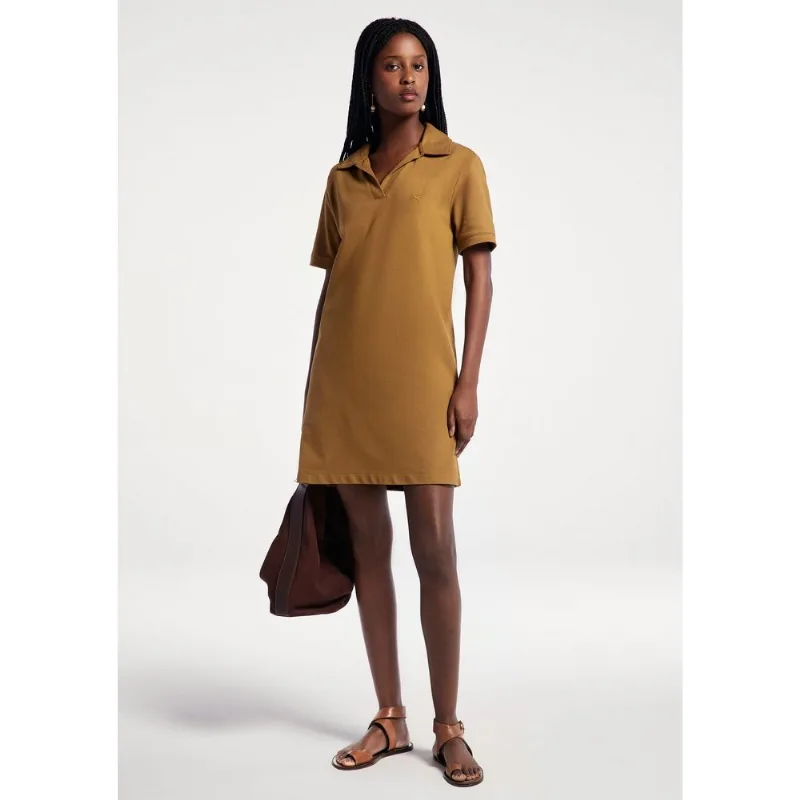 Vestido Polo Em Malha Piquet - Bege G