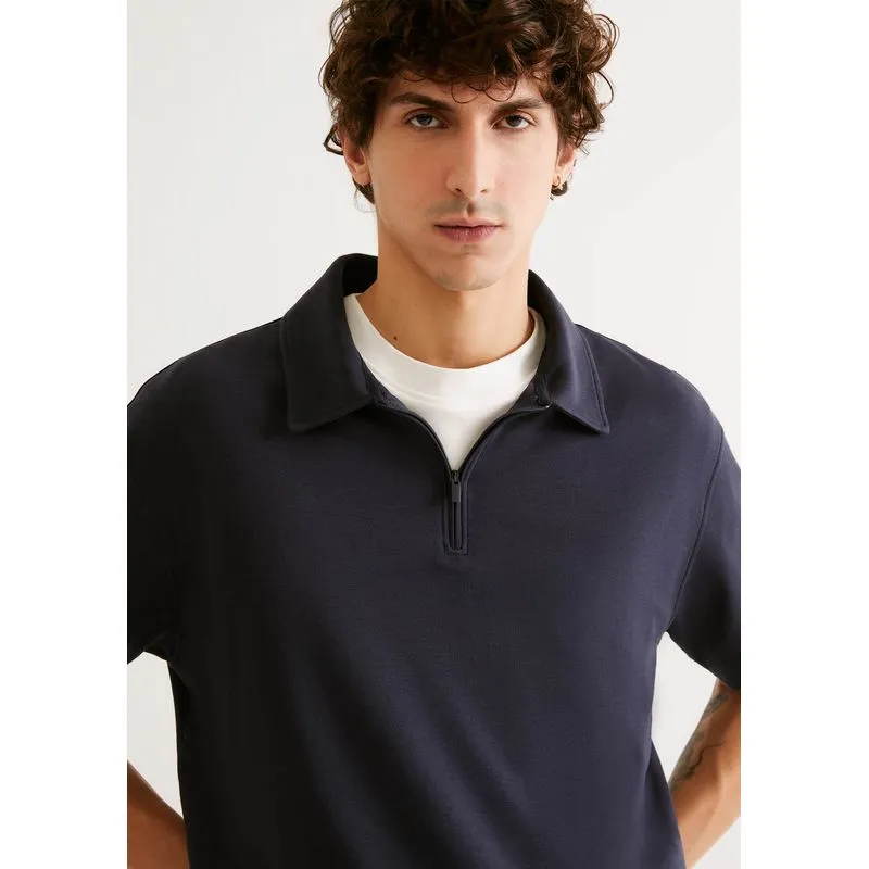 Camisa Polo Masculina Em Malha Tech - Azul XG