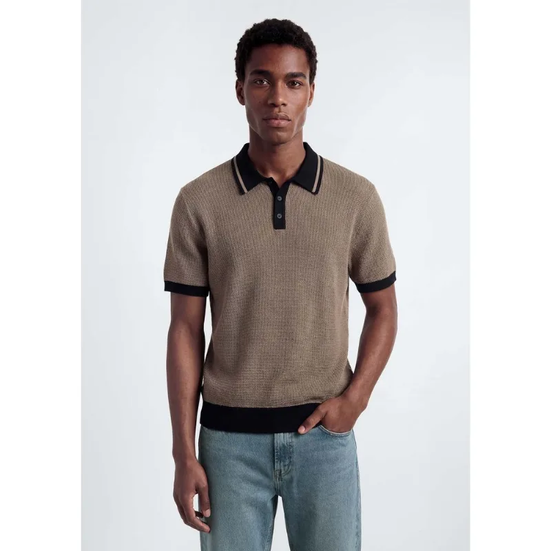 Polo Masculina Em Tricô Texturizado - Marrom G