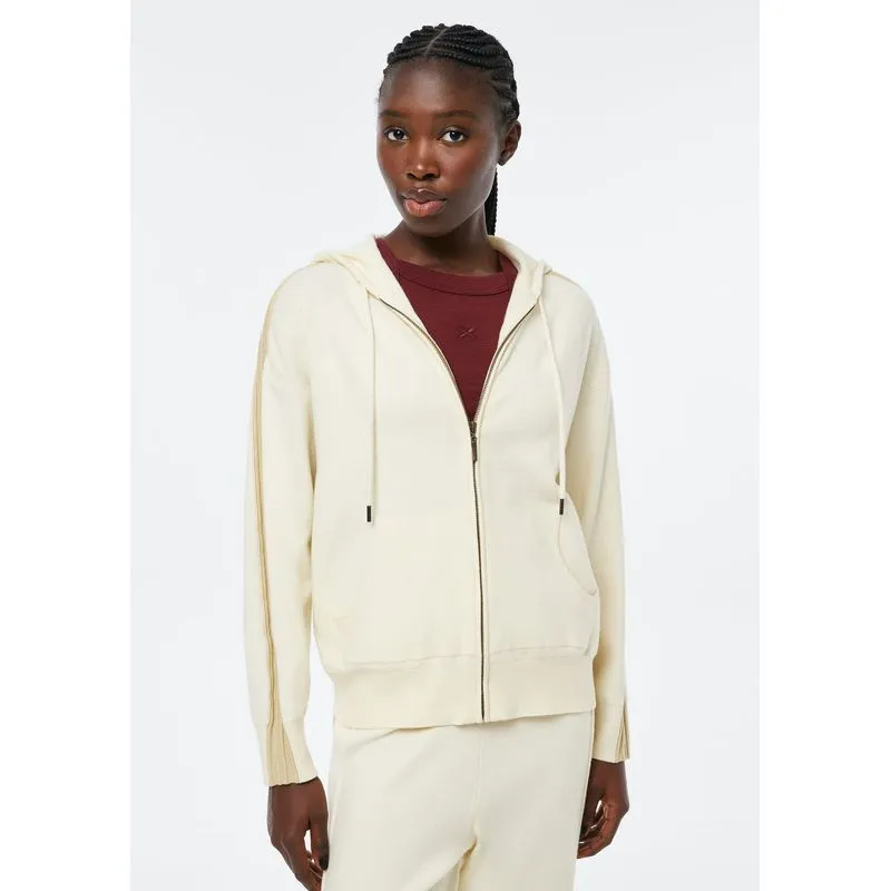 Jaqueta feminina em Tricô com Capuz - Off white XG