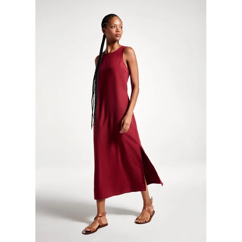 Vestido Midi Peach Touch Evasê - Vinho XG