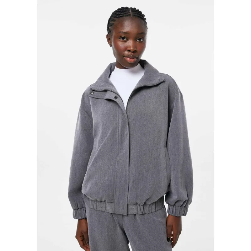 Jaqueta Feminina Bomber Gola Alta - Cinza P
