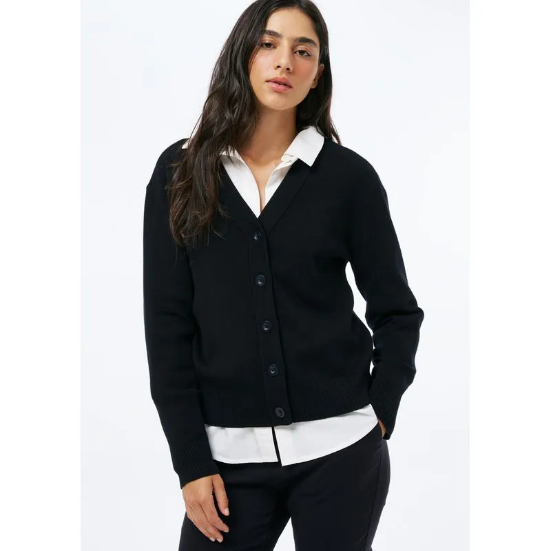 Cardigan Feminino Decote V Em Tricô - Preto G