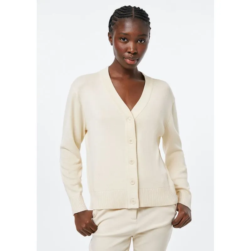 Cardigan Feminino Decote V Em Tricô - Off white G