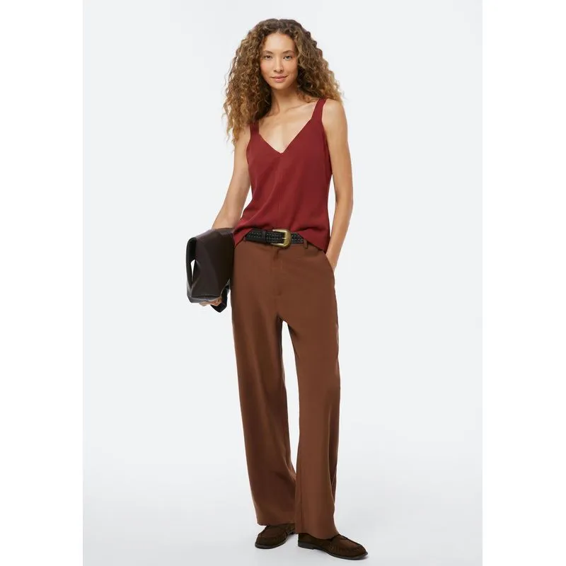 Regata Feminina Decote V Em Peach Touch - Vermelho P
