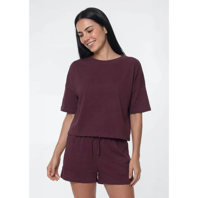 Pijama Feminino Curto Box Em Algodão - Vermelho P