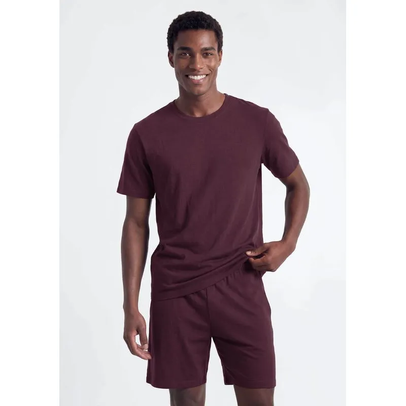 Pijama Curto Masculino Comfort Em Algodão Pima - Vermelho G