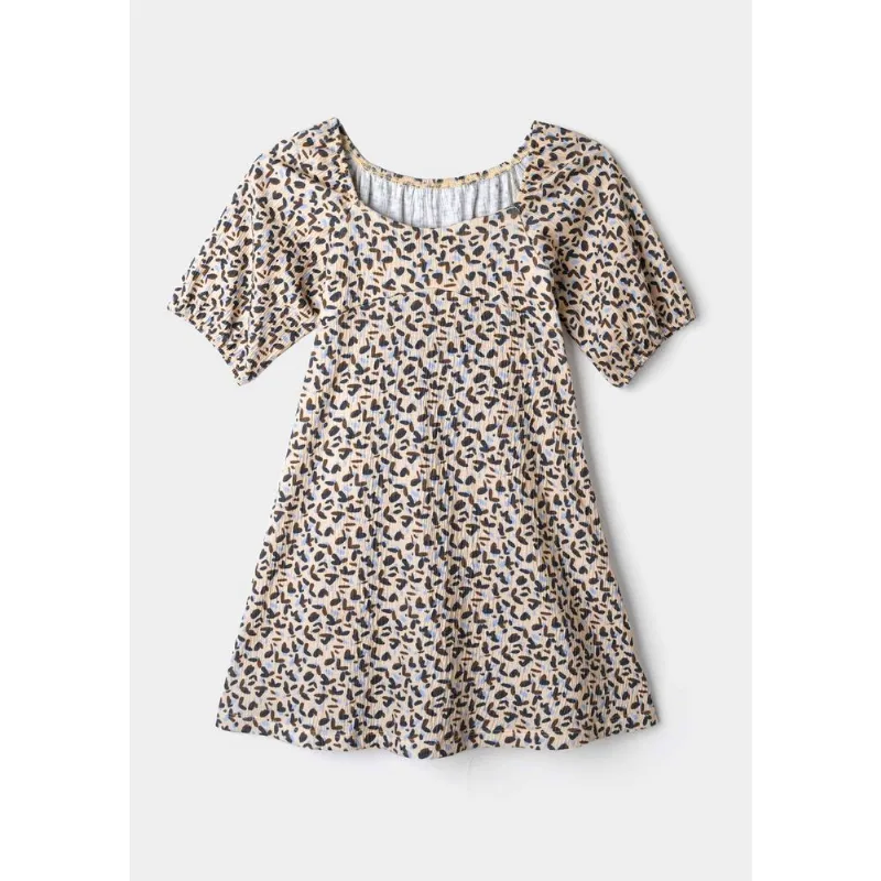 Vestido Infantil Estampado Manga Bufante - Creme 014