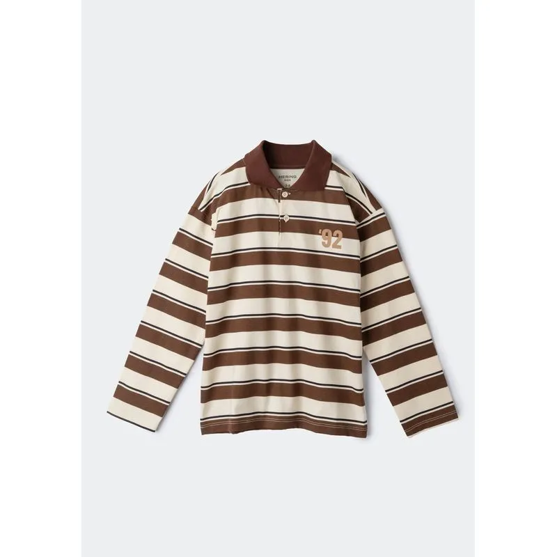Camisa Polo Infantil Menino Manga Longa Listrada - Marrom 014