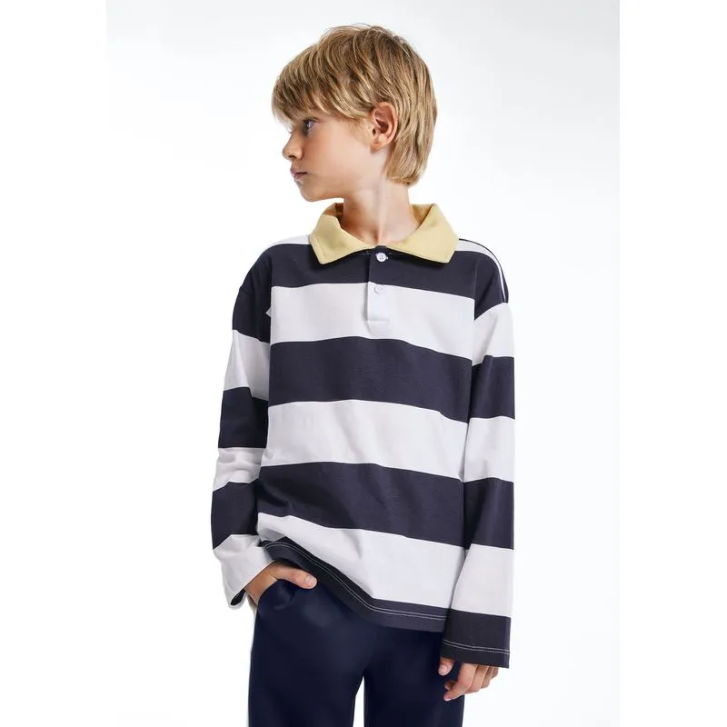 Camisa Polo Infantil Menino Manga Longa Listrada - Azul 012
