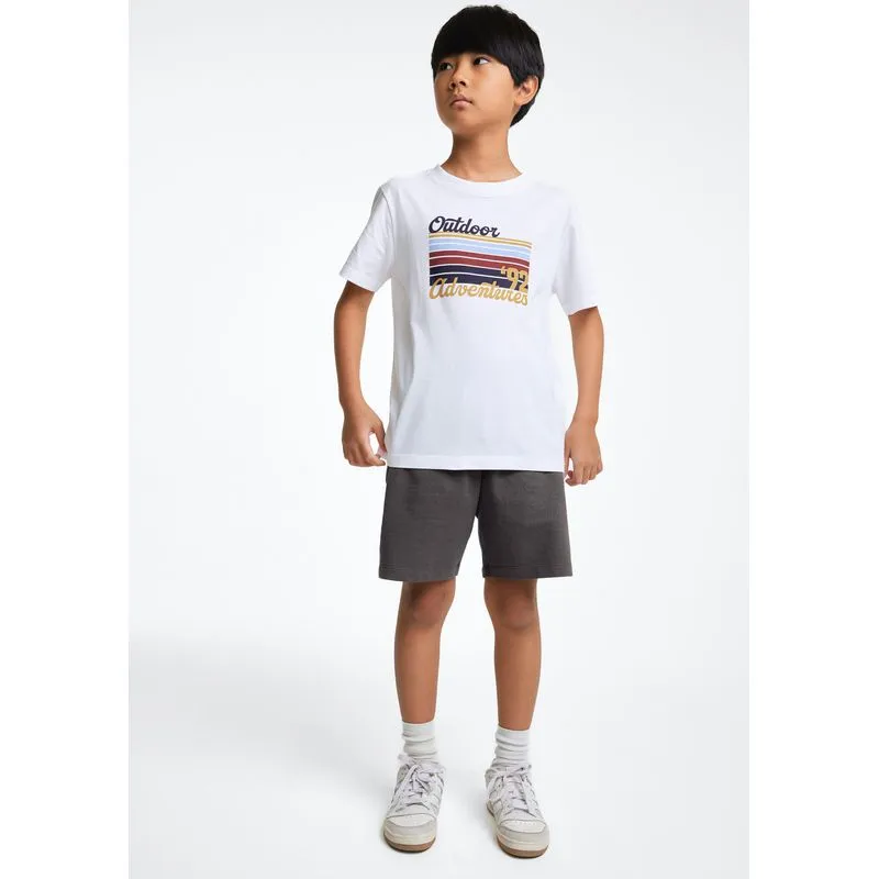 Conjunto Infantil Menino Curto Com Estampa - Off white 014