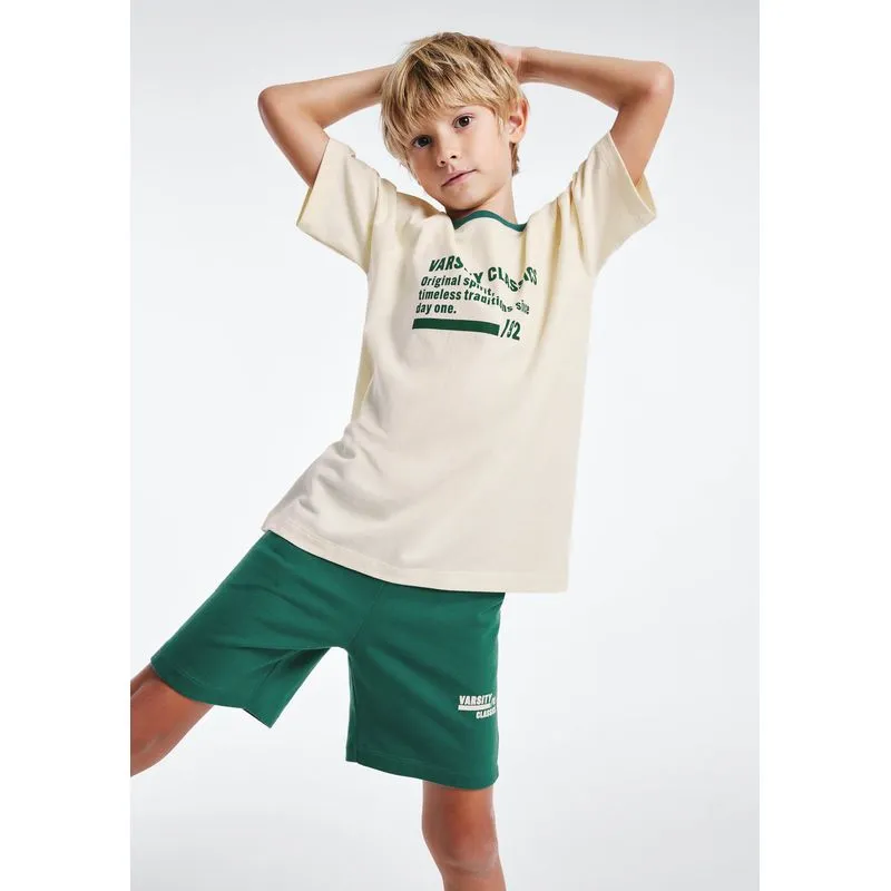 Conjunto Curto Infantil Menino Com Estampa - Verde 006