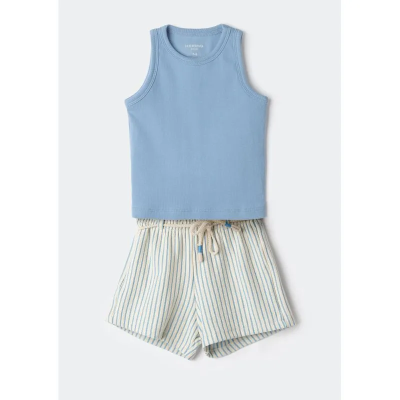 Conjunto Infantil Menina Em Fio Tinto - Azul 010