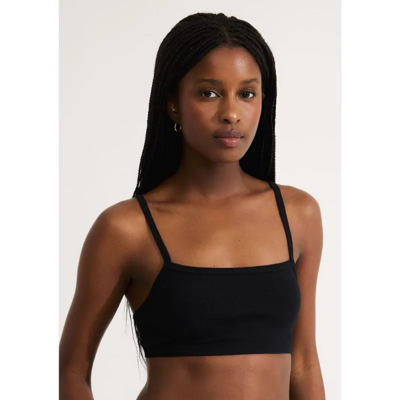 Top Alças Finas Com Elastano - Preto M