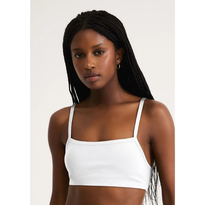 Top Alças Finas Com Elastano - Branco P