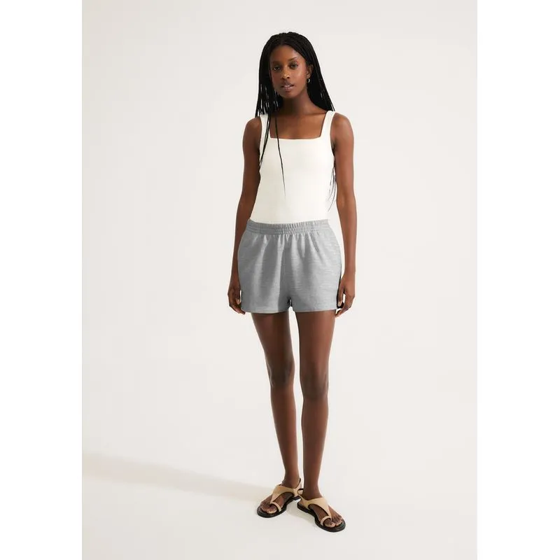 Shorts Feminino Em Malha Binada - Cinza M