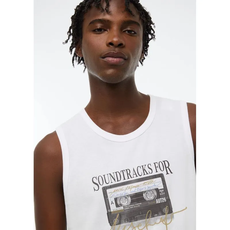 Regata Básica Masculina Regular Com Estampa - Branco M