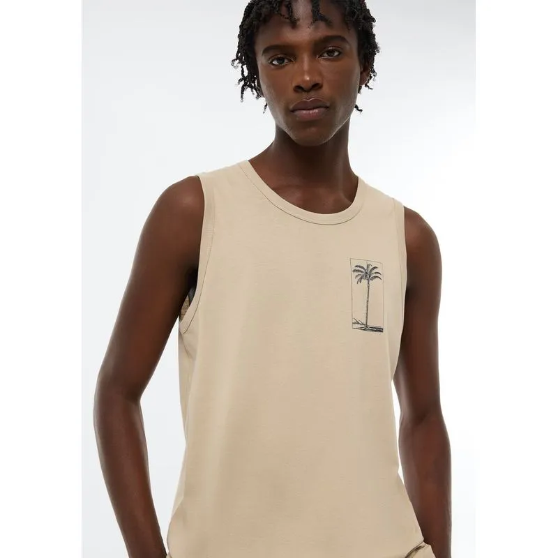 Regata Básica Masculina Regular Com Estampa - Bege XXG