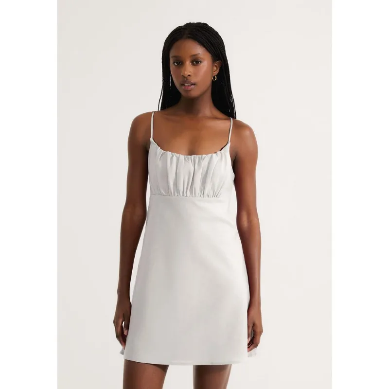 Vestido Curto Com Franzido No Busto - Off white G
