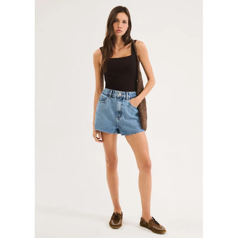 Shorts Jeans Feminino Barra A Fio - Azul 040