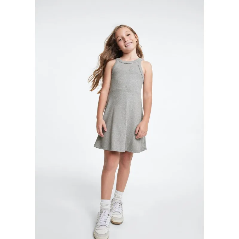 Vestido Infantil Curto Canelado - Cinza 016