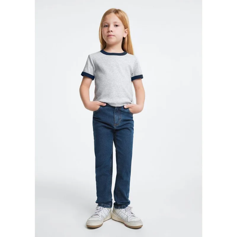 Blusa Infantil Menina Manga Curta Em Ribana Canelada - Cinza 006