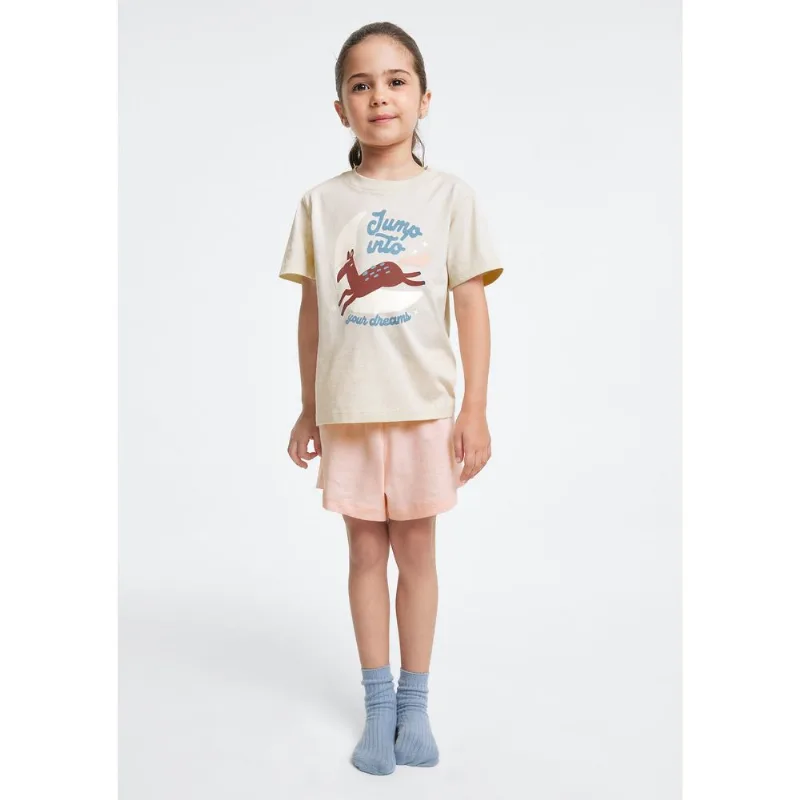 Pijama Infantil Menina Curto Com Estampa - Rosa 010