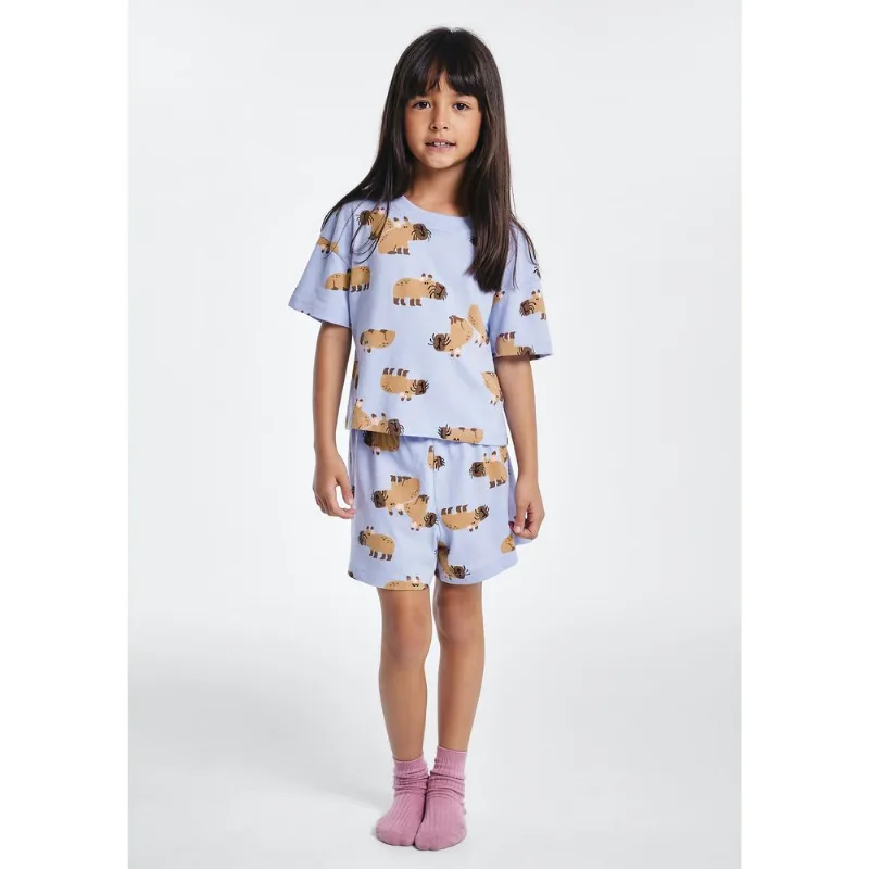 Pijama Infantil Menina Box Estampado - Azul 006