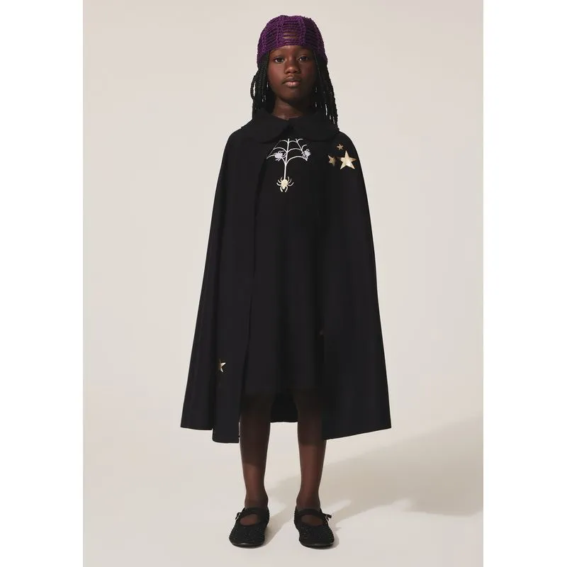 Capa Fantasia Infantil Menina Estrelas Halloween - Preto 006