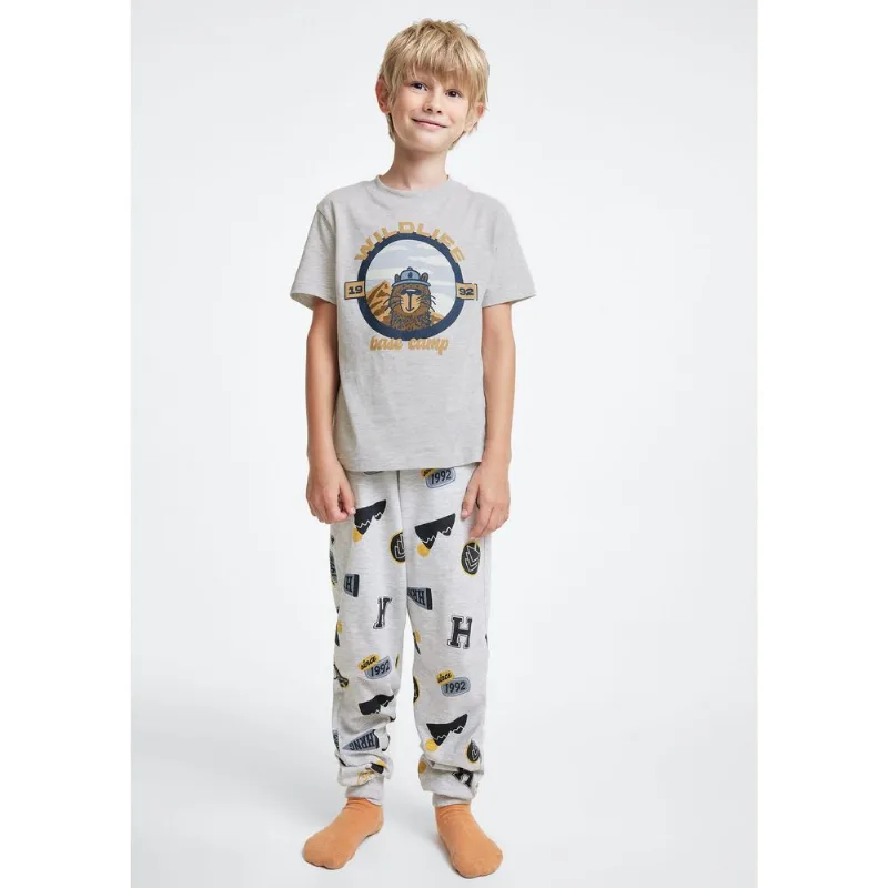 Pijama Infantil Menino Brilha No Escuro - Cinza 010