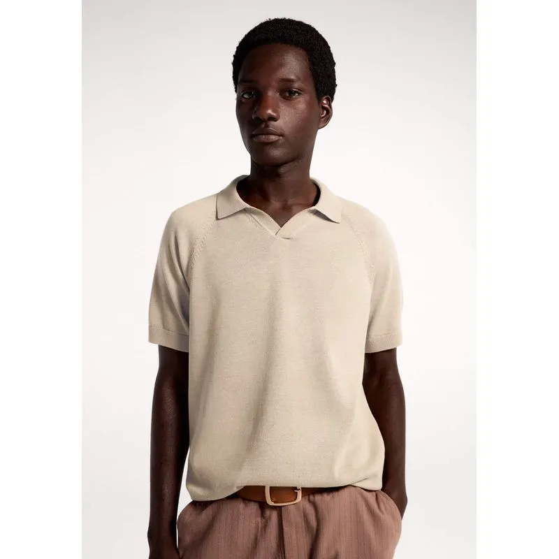 Polo Masculina Manga Curta Em Tricô - Bege XXG