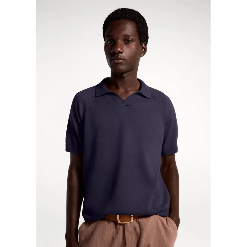Polo Masculina Manga Curta Em Tricô - Azul G