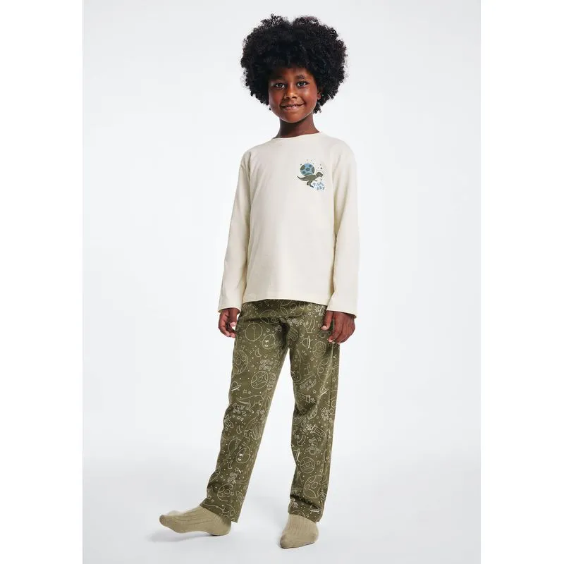Pijama Infantil Menino Estampa Brilha No Escuro - Verde 006