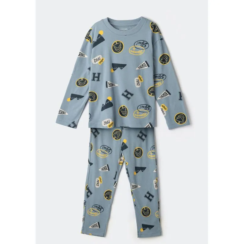 Pijama Infantil Menino Estampa Brilha No Escuro - Azul 004