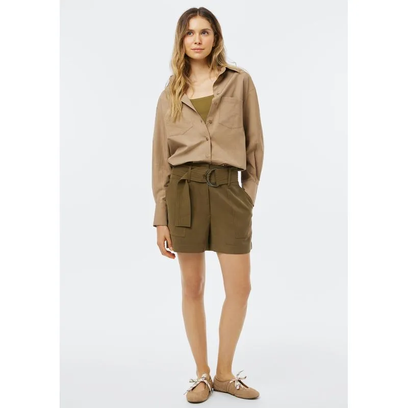 Shorts Feminino Com Cinto Peach Touch - Verde 044