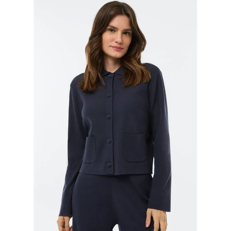 Cardigan Feminino Em Tricô - Azul P