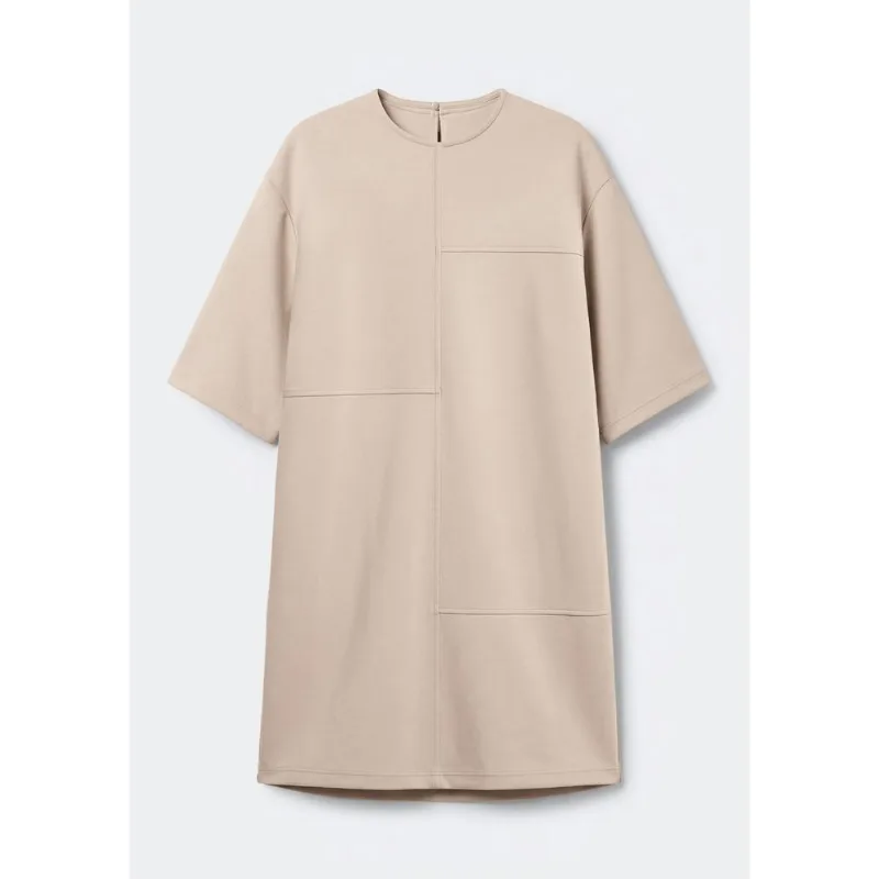 Vestido Curto Reto Em Viscose - Bege XG