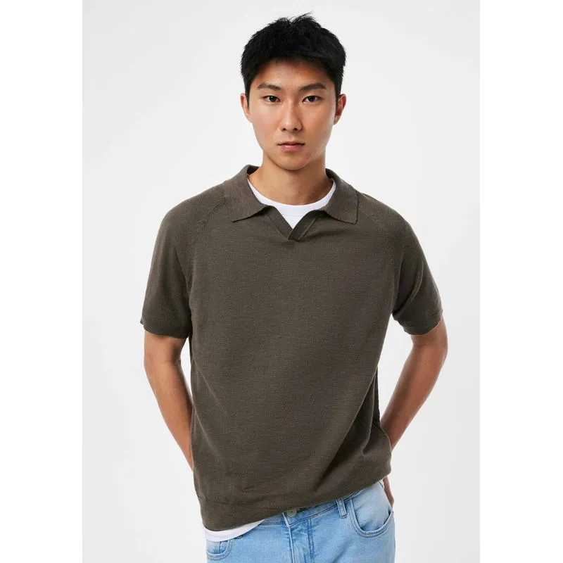 Polo Masculina Em Tricô Flamê - Marrom G