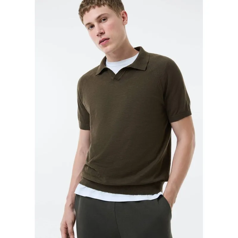 Polo Masculina Em Tricô Flamê - Marrom M