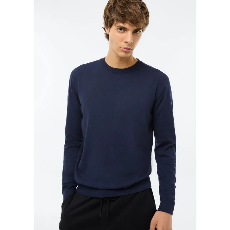 Suéter Básico Masculino Regular - Azul G