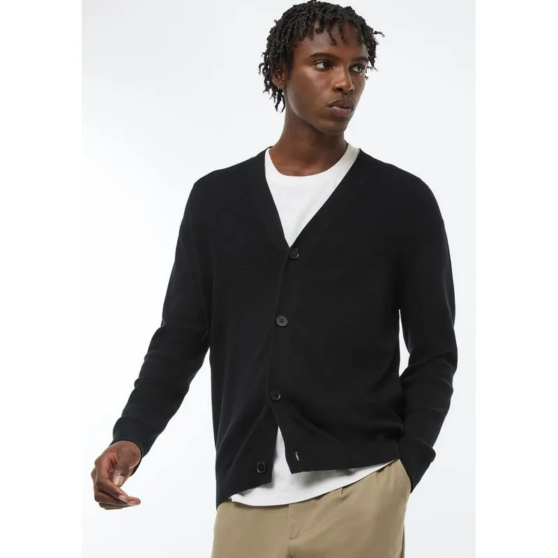 Cardigan Masculino Em Tricô Full Needle - Preto XXG