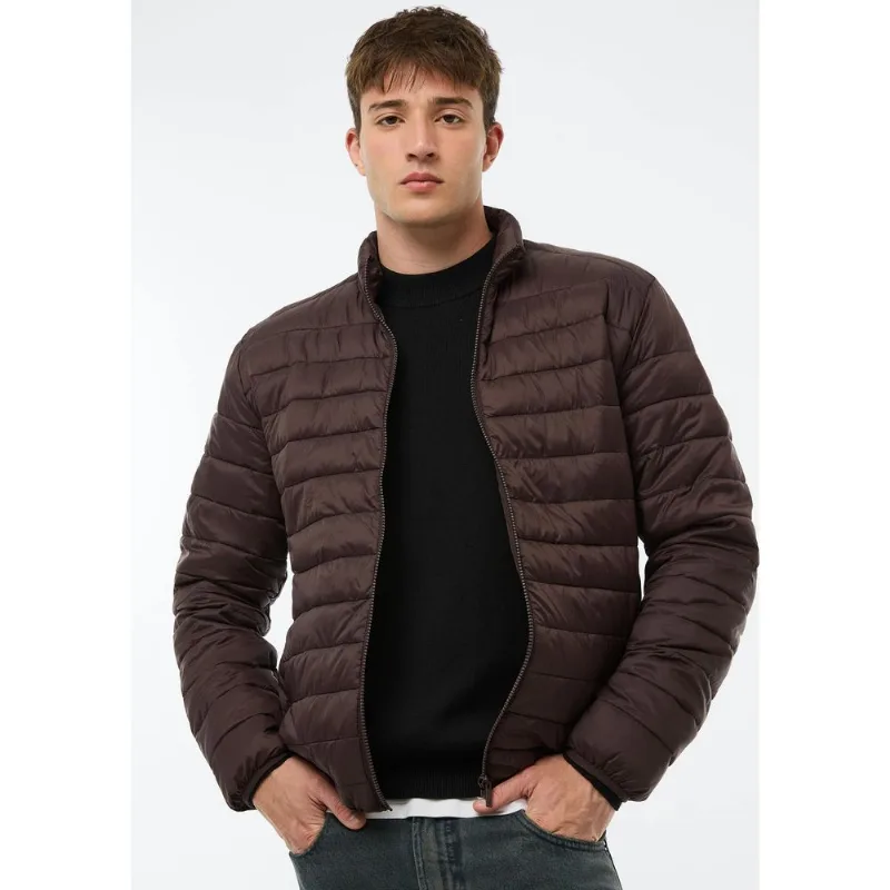 Jaqueta Masculina Puffer Matelassê + Saquinho - Marrom G