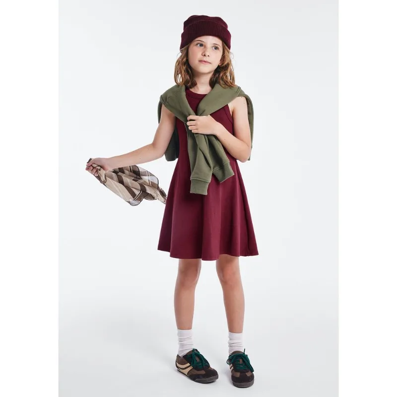 Vestido Infantil Curto Canelado - Vinho 004