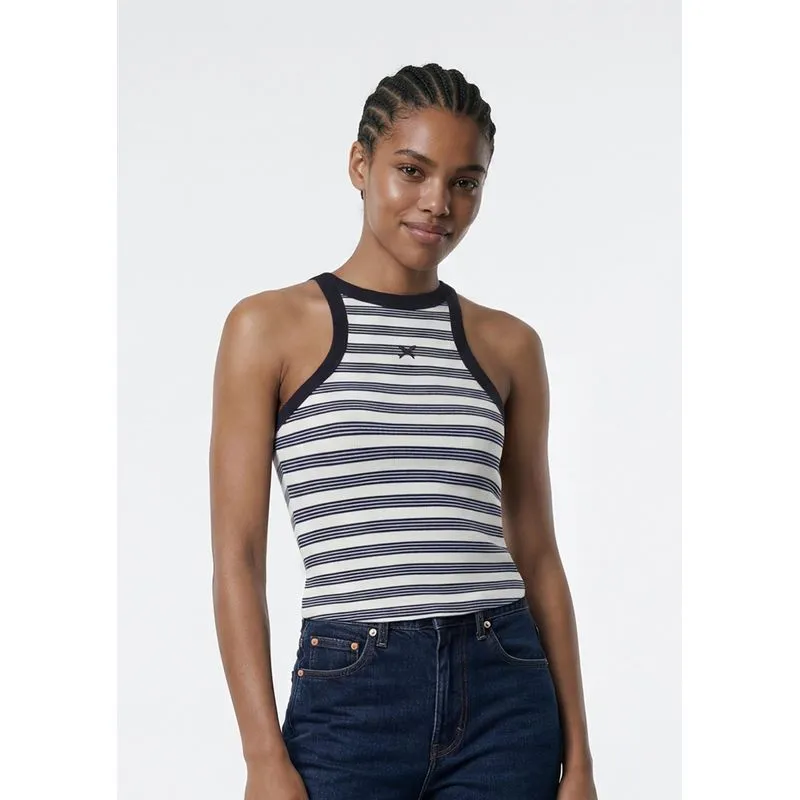 Regata Feminina Halter Neck Fio Tinto - Azul P