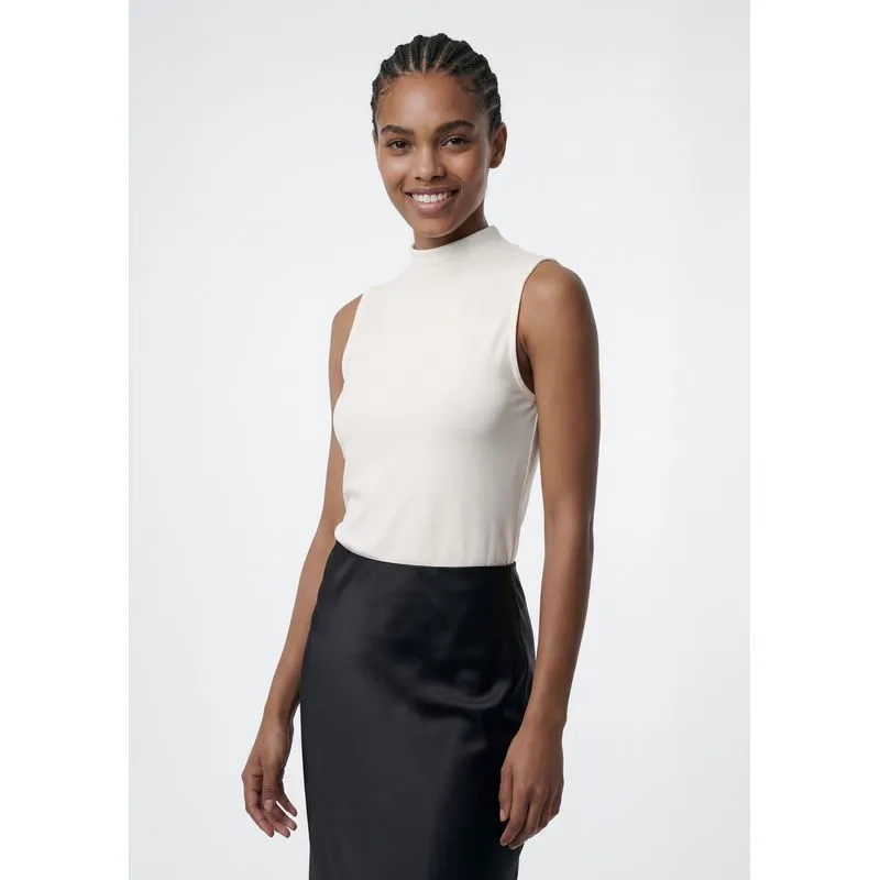 Regata Feminina Gola Alta Em Interlock - Off white XG