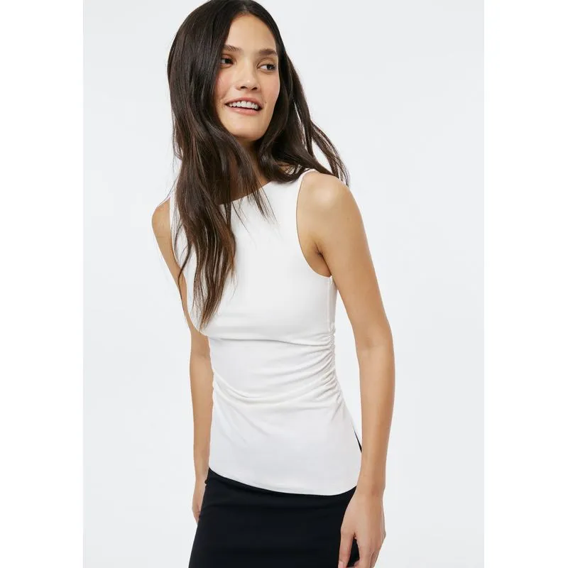 Regata Feminina Acinturada Com Franzido - Off white M