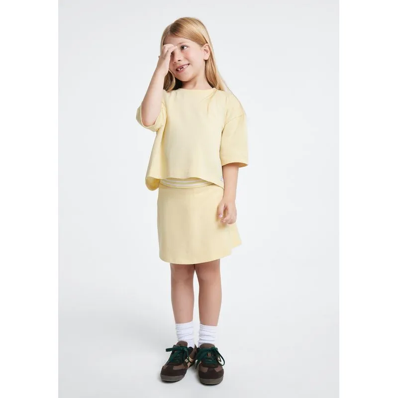 Shorts Saia Infantil Em Malha De Algodão - Amarelo 012