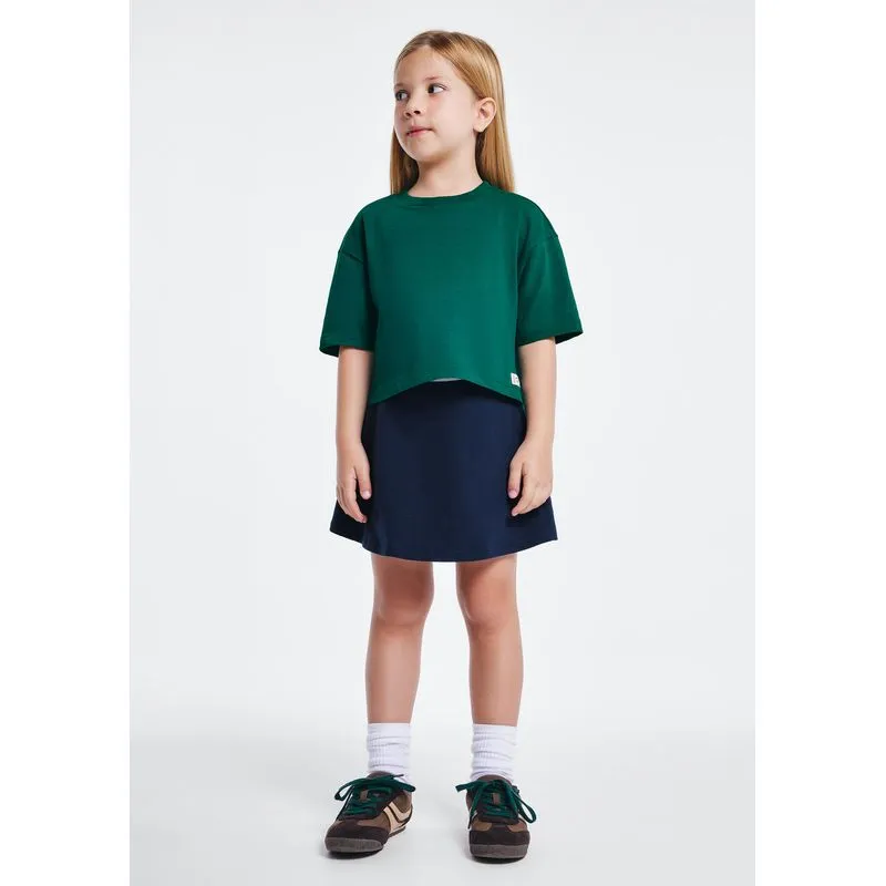 Shorts Saia Infantil Em Malha De Algodão - Azul 014