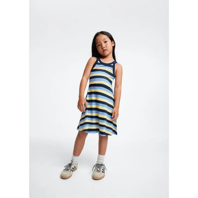 Vestido Infantil Curto Em Ribana Canelada - Azul 006