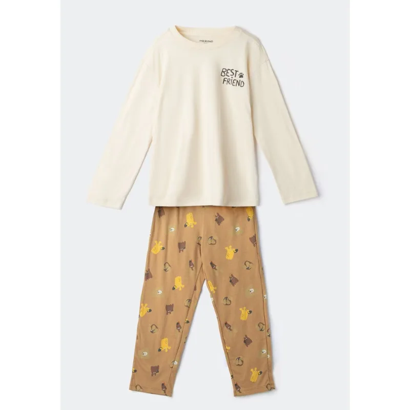 Pijama Infantil Menino Estampa Brilha No Escuro - Marrom 012